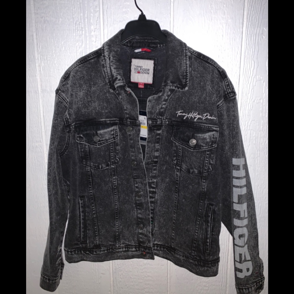 Tommy Hilfiger Black Acid Wash Denim Jacket